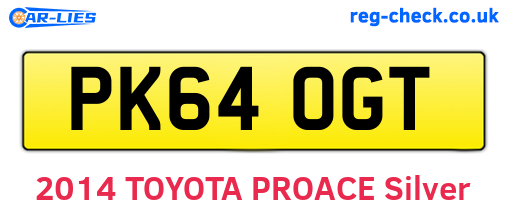 PK64OGT are the vehicle registration plates.