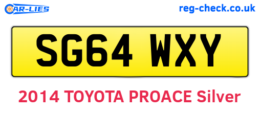 SG64WXY are the vehicle registration plates.