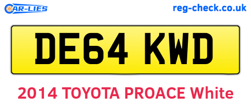 DE64KWD are the vehicle registration plates.