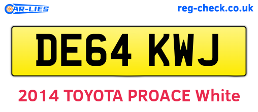DE64KWJ are the vehicle registration plates.
