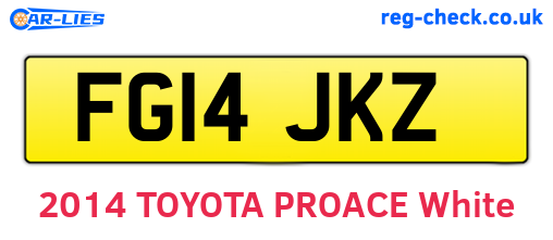 FG14JKZ are the vehicle registration plates.