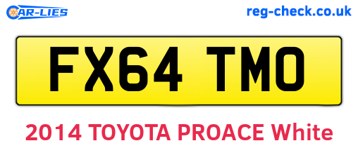 FX64TMO are the vehicle registration plates.