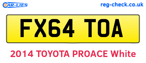 FX64TOA are the vehicle registration plates.