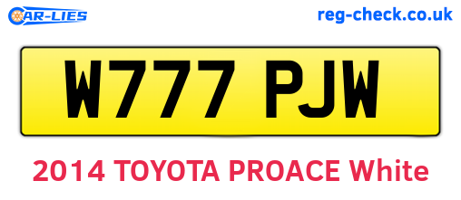 W777PJW are the vehicle registration plates.