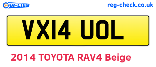 VX14UOL are the vehicle registration plates.
