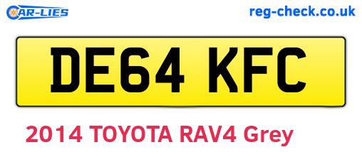 DE64KFC are the vehicle registration plates.