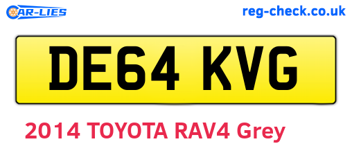 DE64KVG are the vehicle registration plates.