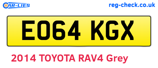 EO64KGX are the vehicle registration plates.