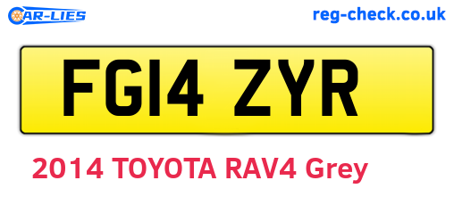 FG14ZYR are the vehicle registration plates.
