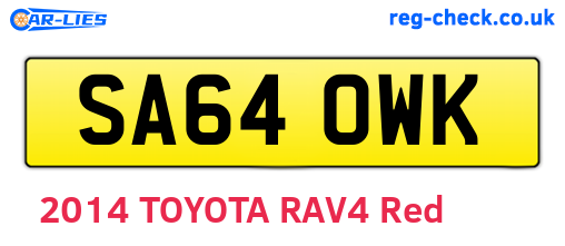 SA64OWK are the vehicle registration plates.