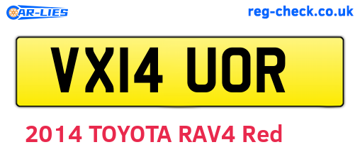 VX14UOR are the vehicle registration plates.