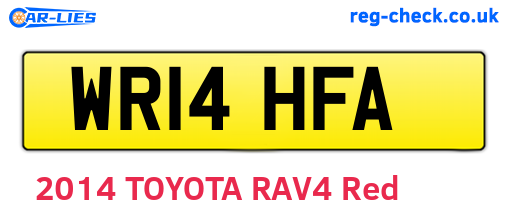 WR14HFA are the vehicle registration plates.