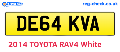 DE64KVA are the vehicle registration plates.