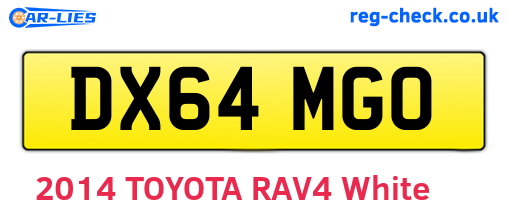DX64MGO are the vehicle registration plates.