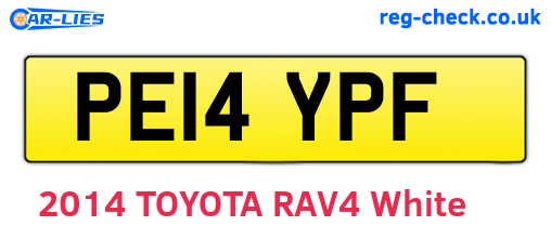 PE14YPF are the vehicle registration plates.