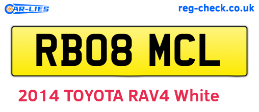 RB08MCL are the vehicle registration plates.