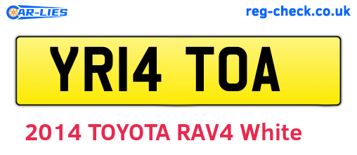 YR14TOA are the vehicle registration plates.