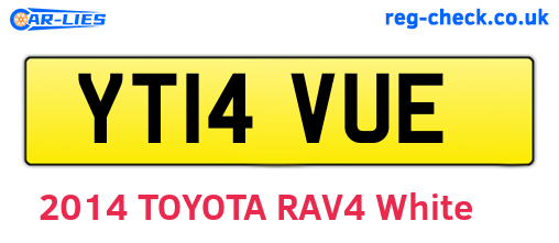 YT14VUE are the vehicle registration plates.