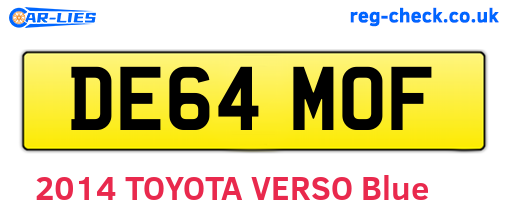 DE64MOF are the vehicle registration plates.