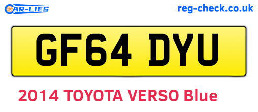GF64DYU are the vehicle registration plates.