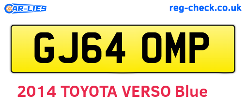 GJ64OMP are the vehicle registration plates.