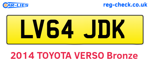 LV64JDK are the vehicle registration plates.