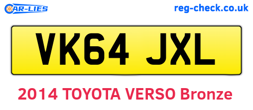 VK64JXL are the vehicle registration plates.