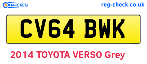 CV64BWK are the vehicle registration plates.