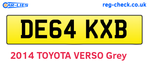 DE64KXB are the vehicle registration plates.