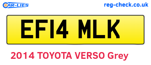 EF14MLK are the vehicle registration plates.