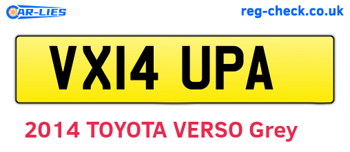 VX14UPA are the vehicle registration plates.