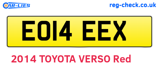 EO14EEX are the vehicle registration plates.