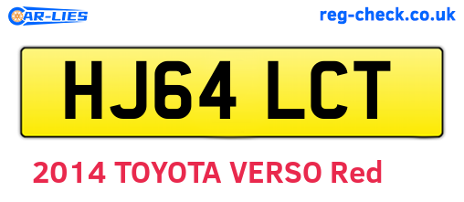 HJ64LCT are the vehicle registration plates.