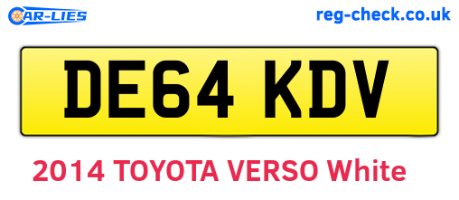 DE64KDV are the vehicle registration plates.