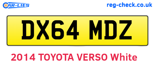 DX64MDZ are the vehicle registration plates.
