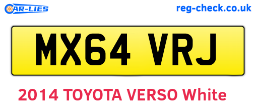MX64VRJ are the vehicle registration plates.