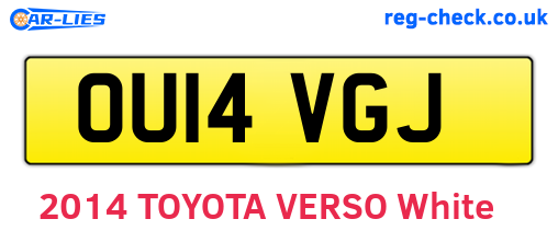 OU14VGJ are the vehicle registration plates.