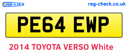 PE64EWP are the vehicle registration plates.