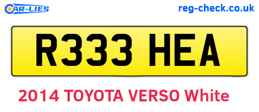 R333HEA are the vehicle registration plates.