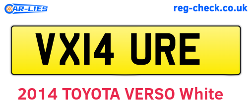 VX14URE are the vehicle registration plates.