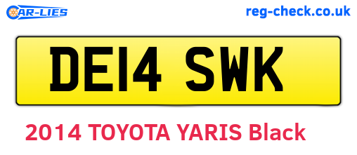 DE14SWK are the vehicle registration plates.