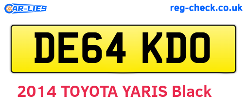 DE64KDO are the vehicle registration plates.