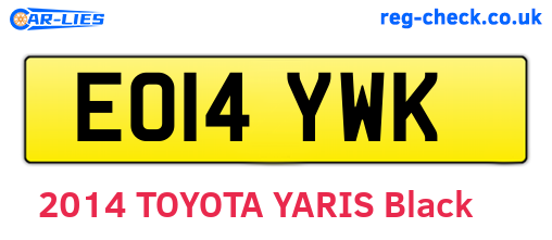 EO14YWK are the vehicle registration plates.