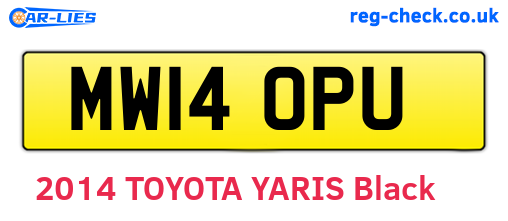 MW14OPU are the vehicle registration plates.