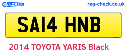 SA14HNB are the vehicle registration plates.