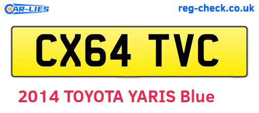 CX64TVC are the vehicle registration plates.