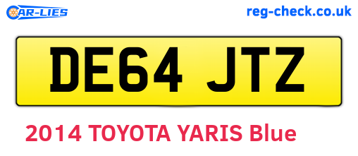DE64JTZ are the vehicle registration plates.