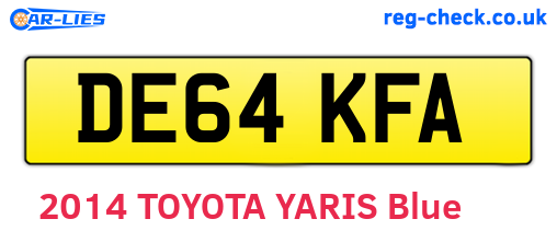 DE64KFA are the vehicle registration plates.