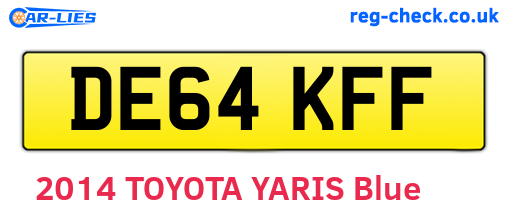 DE64KFF are the vehicle registration plates.