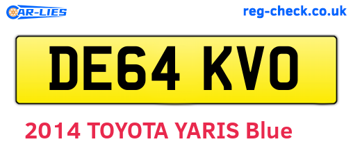 DE64KVO are the vehicle registration plates.